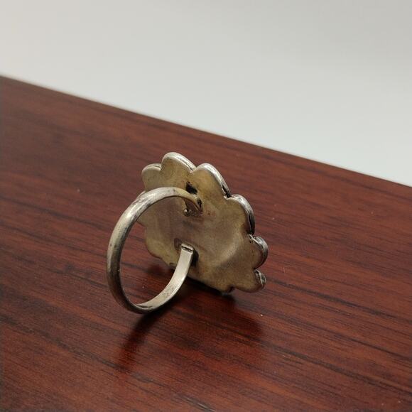 Native America Old Pawn Turquoise and Sterling Silver Ring Sz 8 - Picture 7 of 8